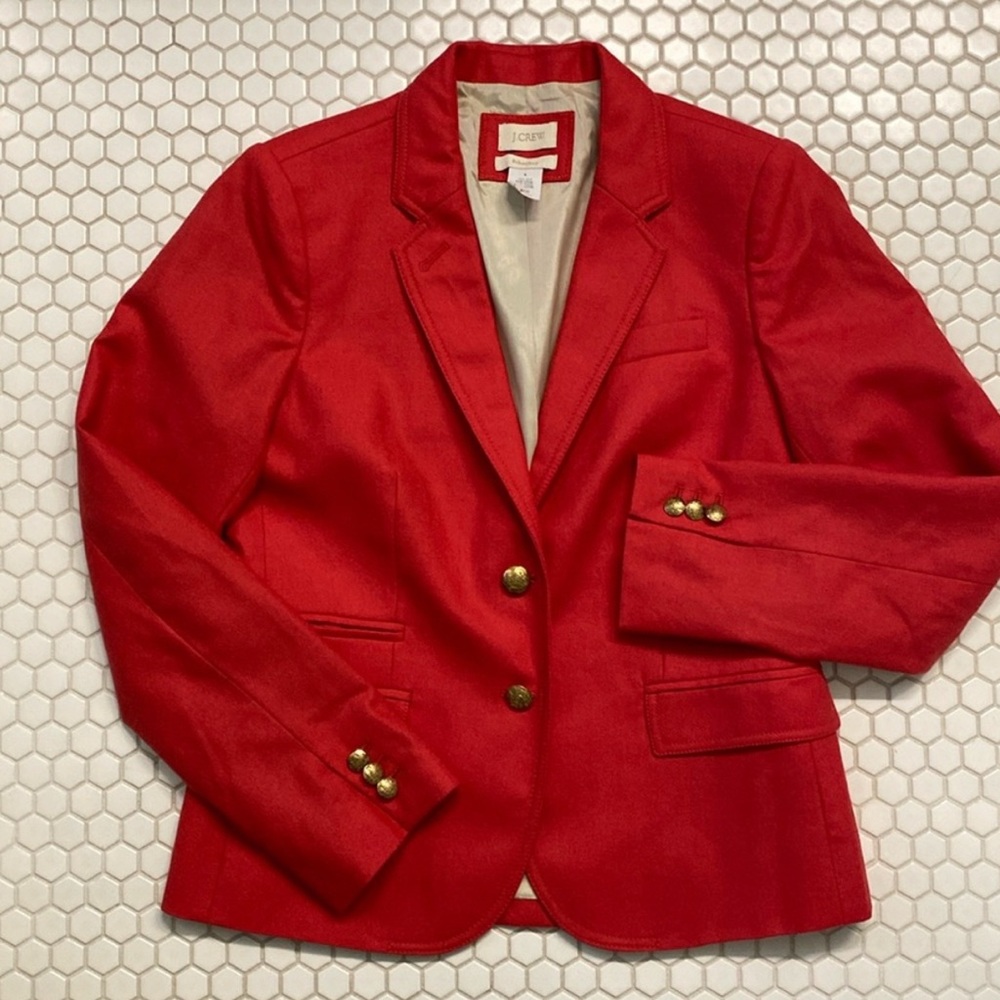 J. Crew Red Tailored Blazer with Notched Lapels